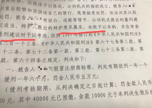 假冒注册商标罪，成功缓刑